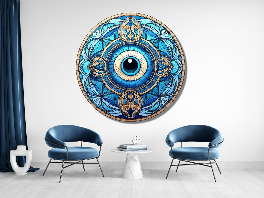 Round Evil Eye Glass Printing Wall Art-Home Office Wall Painting Decor