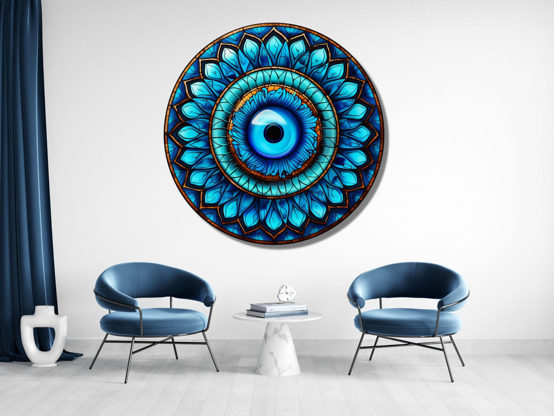 Round Evil Eye Glass Printing Wall Art-Home Office Wall Painting Decor