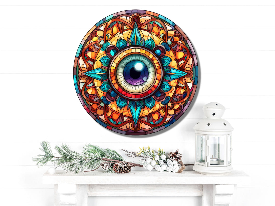 Round Evil Eye Glass Printing Wall Art-Home Office Wall Painting Decor