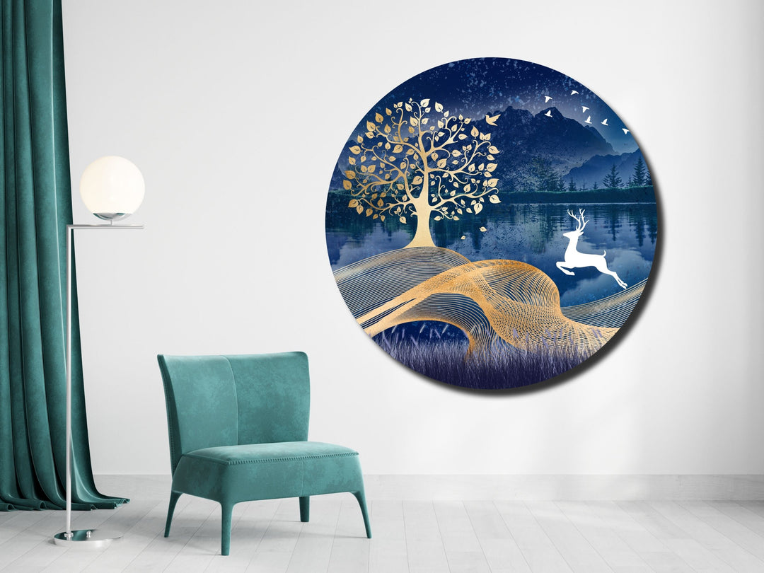 Abstract Blue Wall Art Decor-Home&Office Glass Printing Wall Painting