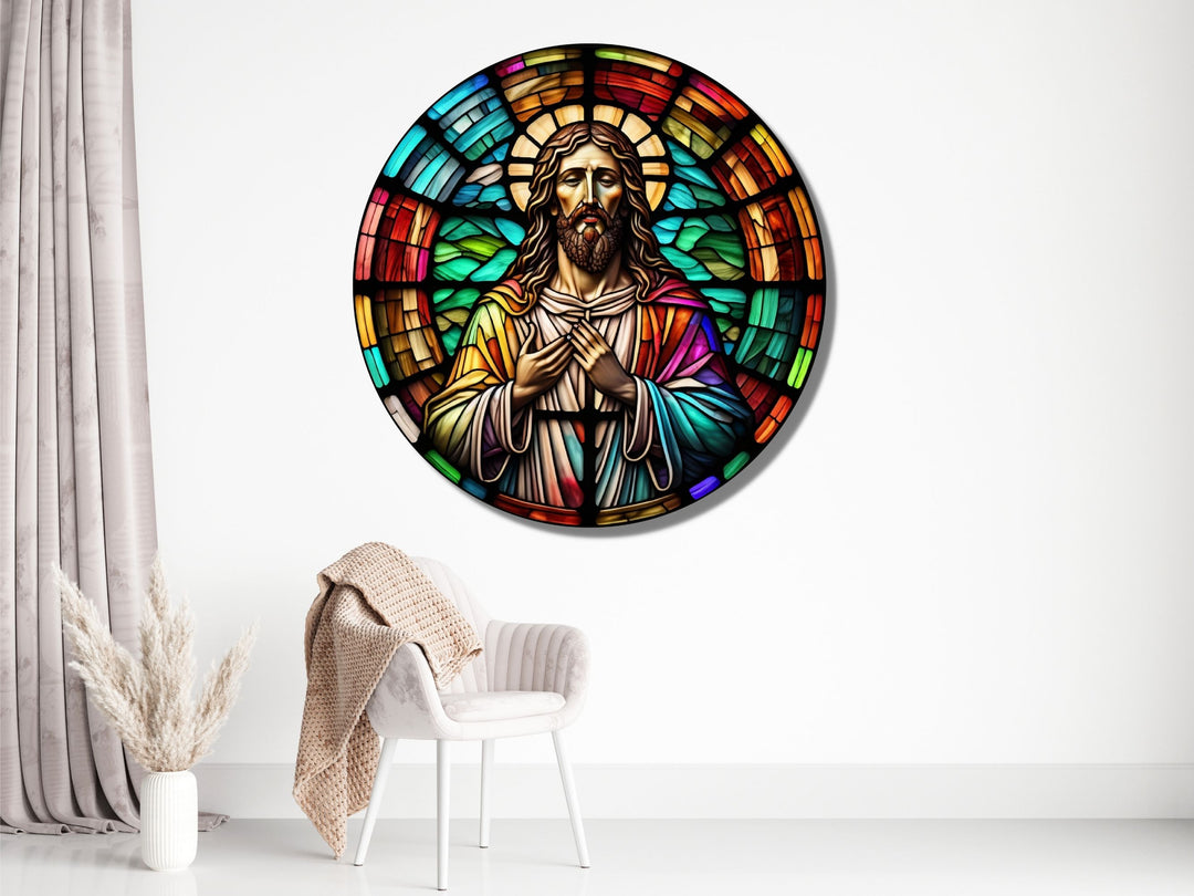 Stained Glass Jesus Christ Pattern Wall Art Window-Wall Painting Decor