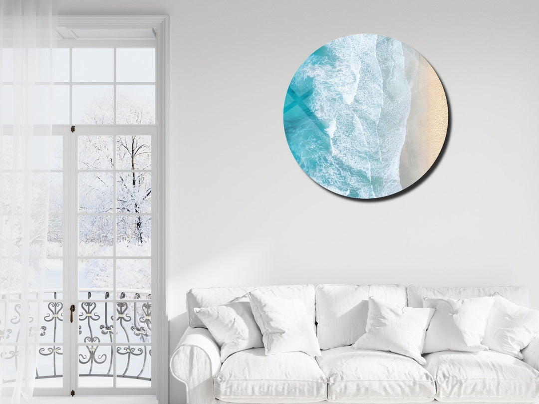 Blue Ocean&Sea Wave Wall Art Decor-Home&Office Glass Printing Wall Painting