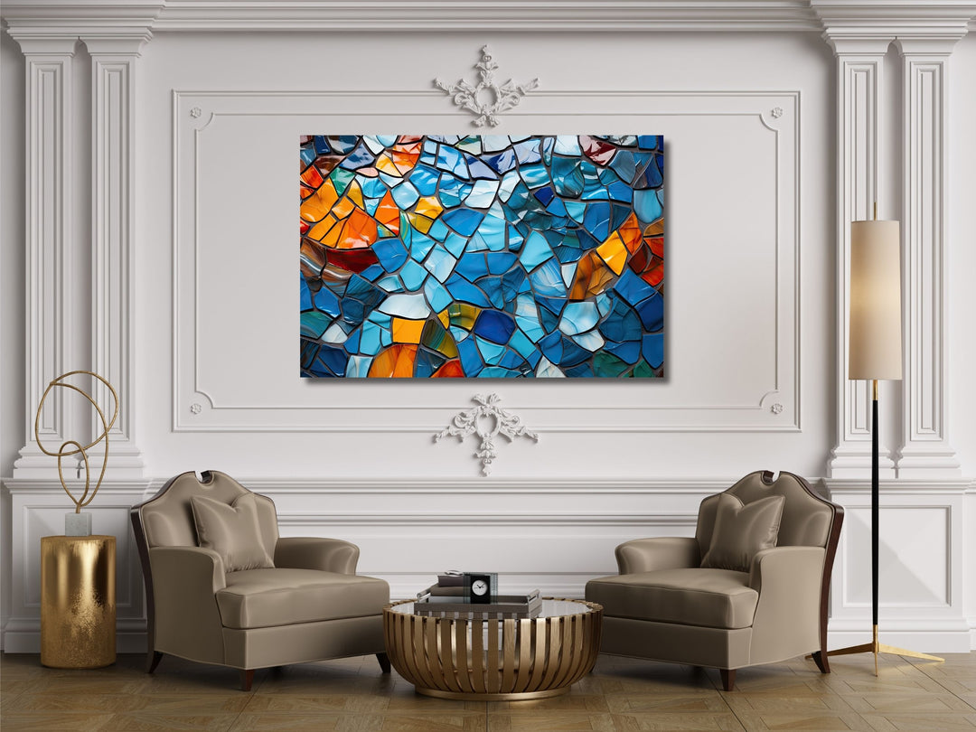 Abstract Mosaic Stained Glass Pattern Wall Art-Home Office Wall Painting Decor