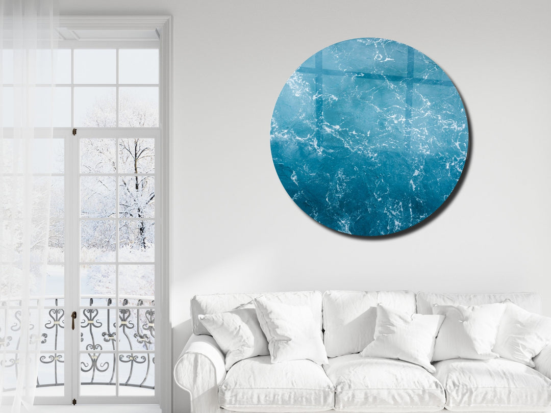 Blue Ocean Wave Wall Art Decor-Home&Office Glass Printing Wall Painting