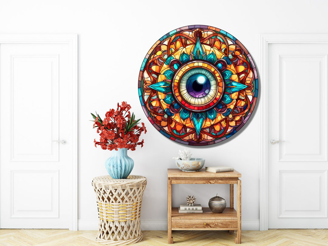 Round Evil Eye Glass Printing Wall Art-Home Office Wall Painting Decor