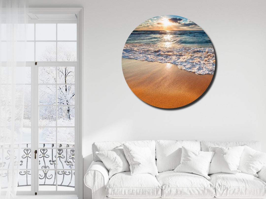 Ocean Beach&Sunset Wall Art Decor-Home&Office Glass Printing Wall Painting