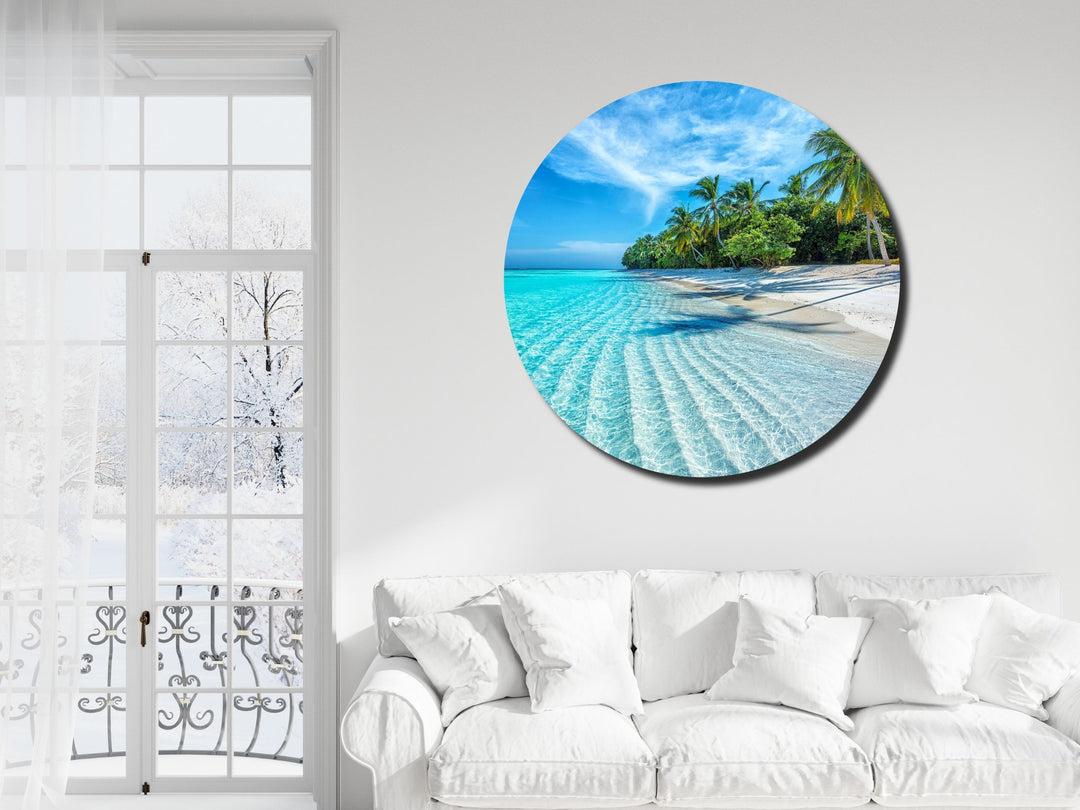 Blue Tropical Ocean Beach Wall Art Decor-Home&Office Glass Printing Wall Painting