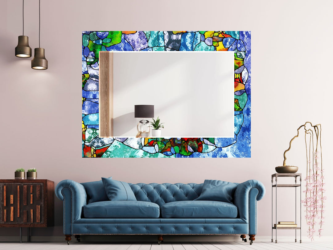 Abstract Stained Glass Pattern Wall Mirror-Home Office Wall Decoration