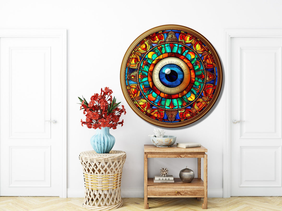 Round Evil Eye Glass Printing Wall Art-Home Office Wall Painting Decor