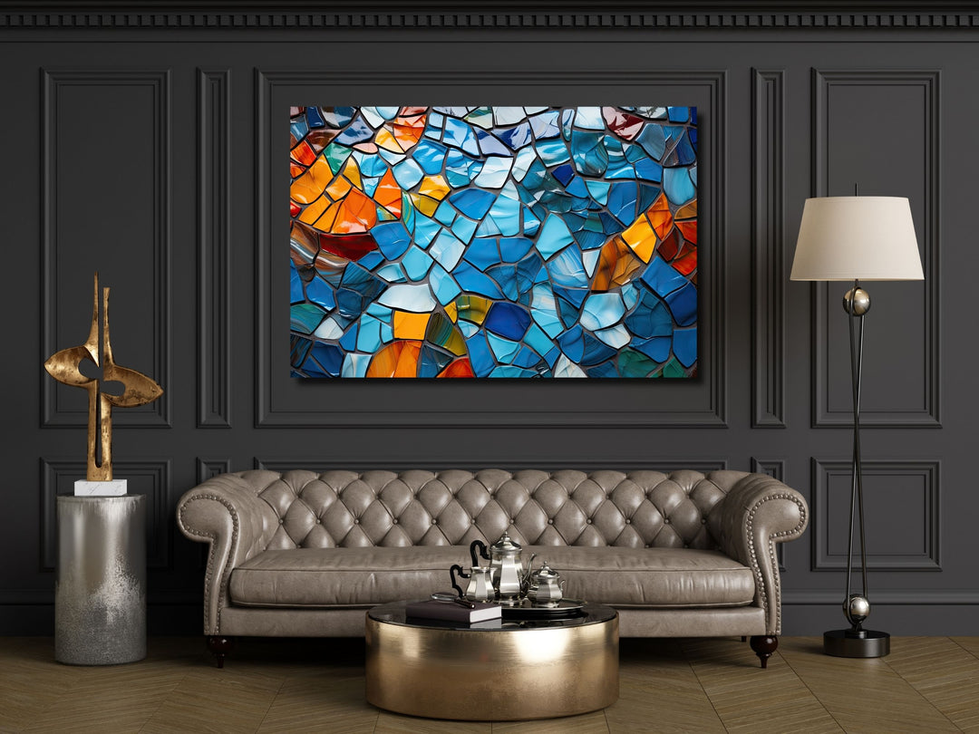 Abstract Mosaic Stained Glass Pattern Wall Art-Home Office Wall Painting Decor