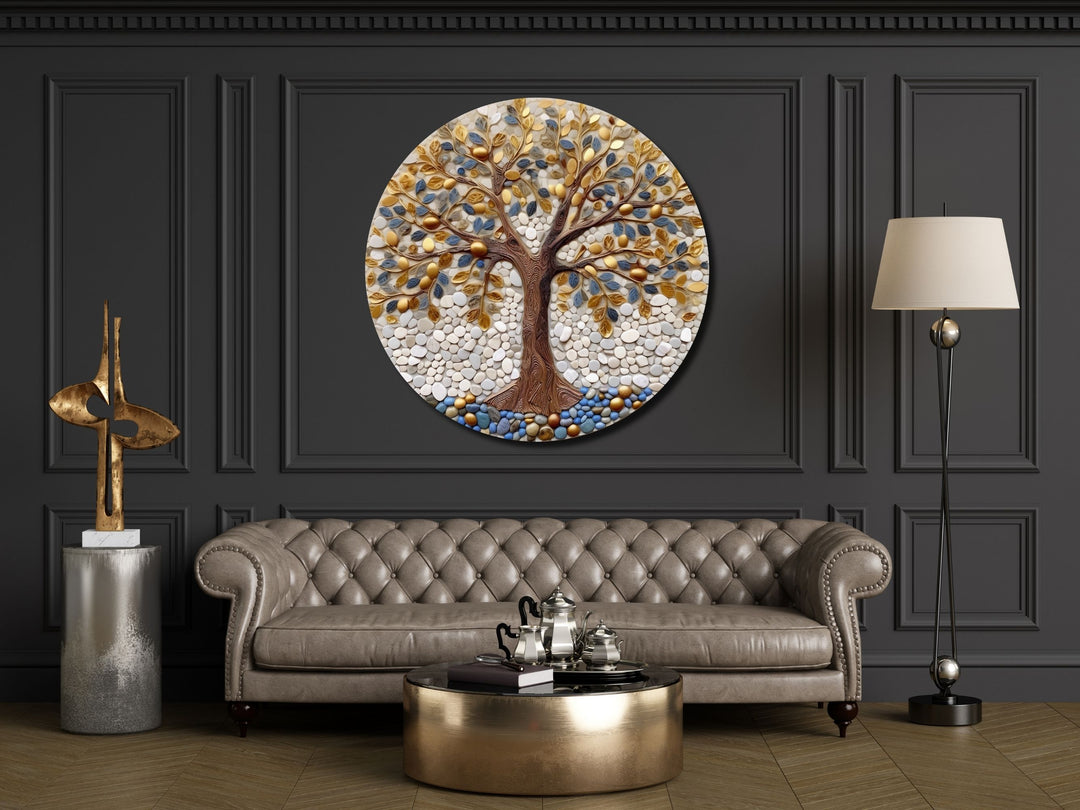 Tree of Life Stained Glass Pattern Wall Art Window-Wall Painting Decor Round