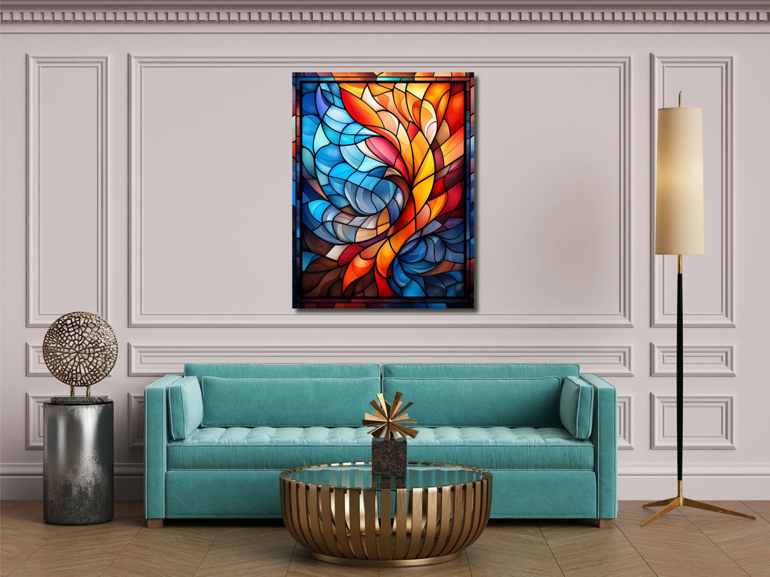 Abstract Stained Glass Pattern Wall Art-Home Office Wall Painting Decor Panel