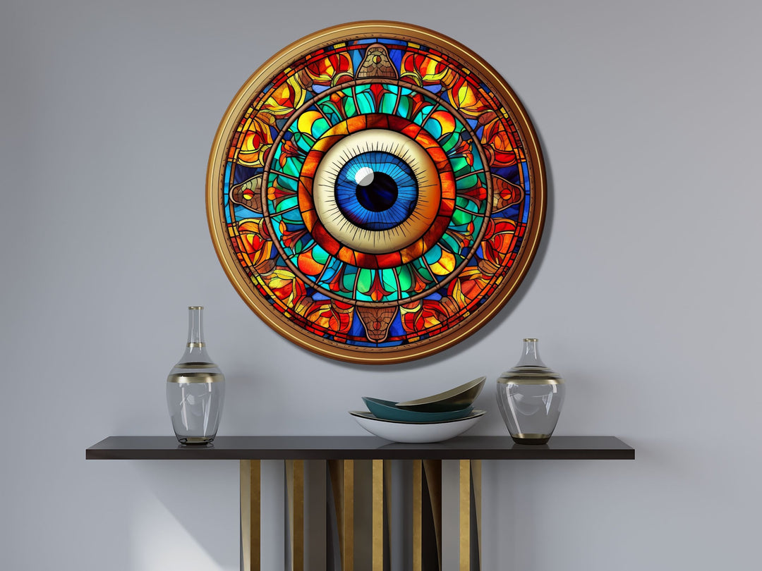 Round Evil Eye Glass Printing Wall Art-Home Office Wall Painting Decor