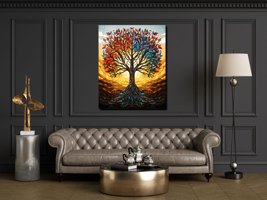 Stained Glass Wall Art Tree of Life Window-Wall Painting Decor