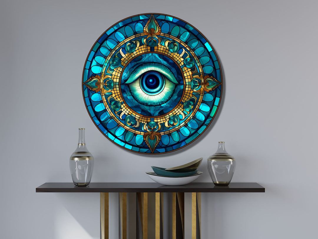 Round Evil Eye Glass Printing Wall Art-Home Office Wall Painting Decor