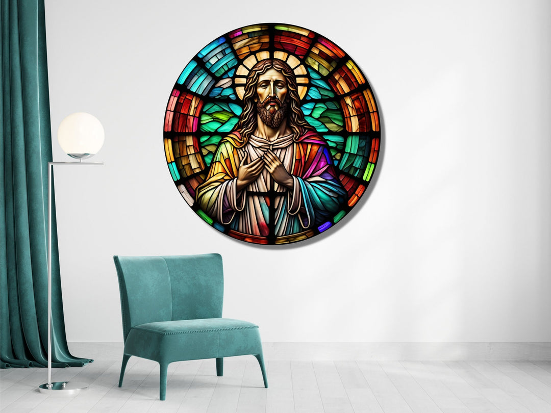 Stained Glass Jesus Christ Pattern Wall Art Window-Wall Painting Decor