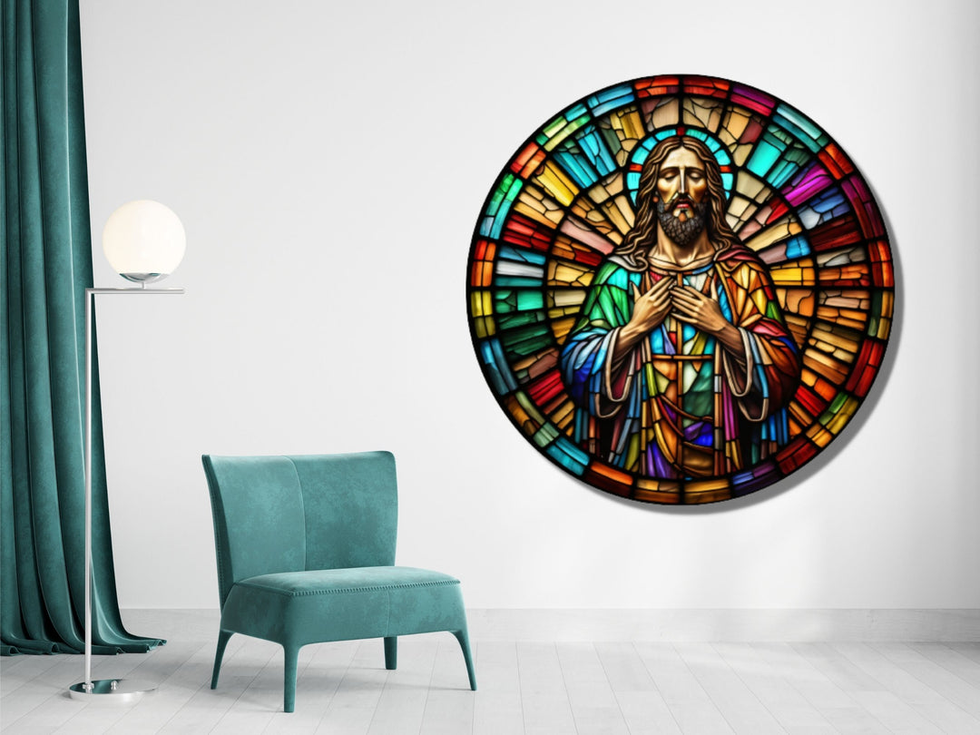 Stained Glass Jesus Christ Pattern Wall Art Window-Wall Painting Decor