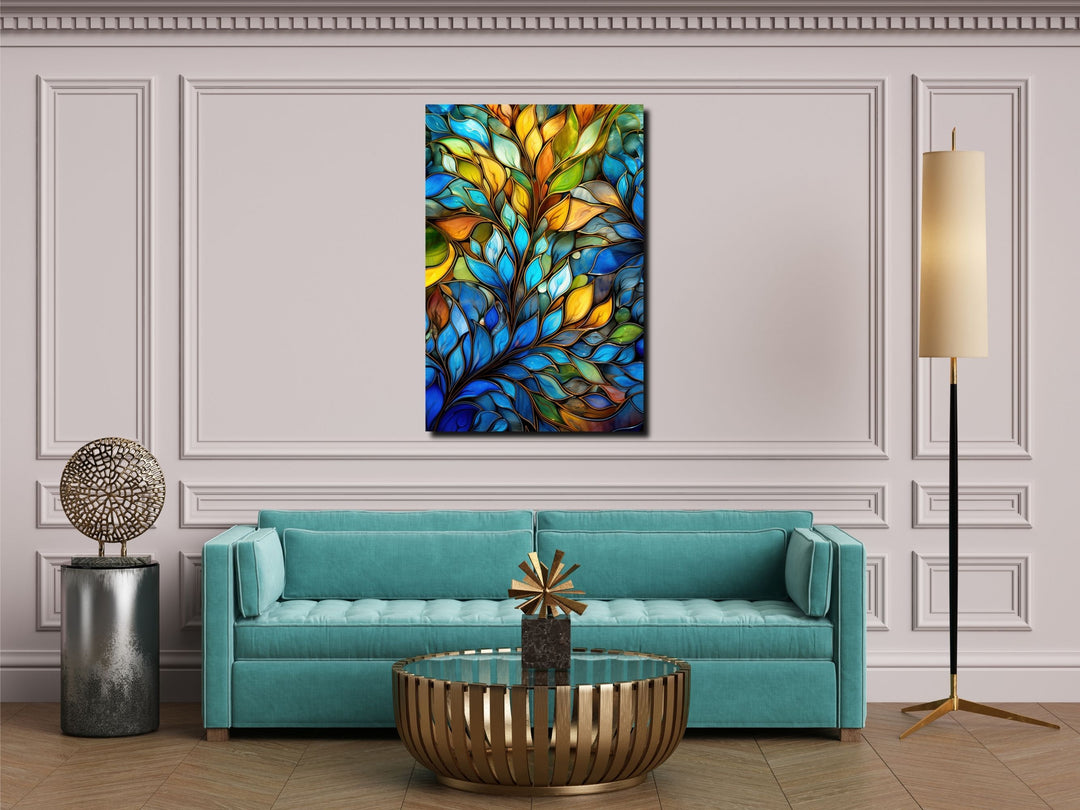 Stained Glass Floral Pattern Wall Art-Home Office Wall Painting Decor