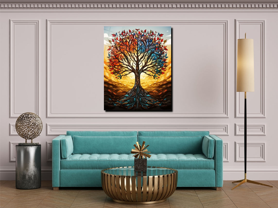 Stained Glass Wall Art Tree of Life Window-Wall Painting Decor