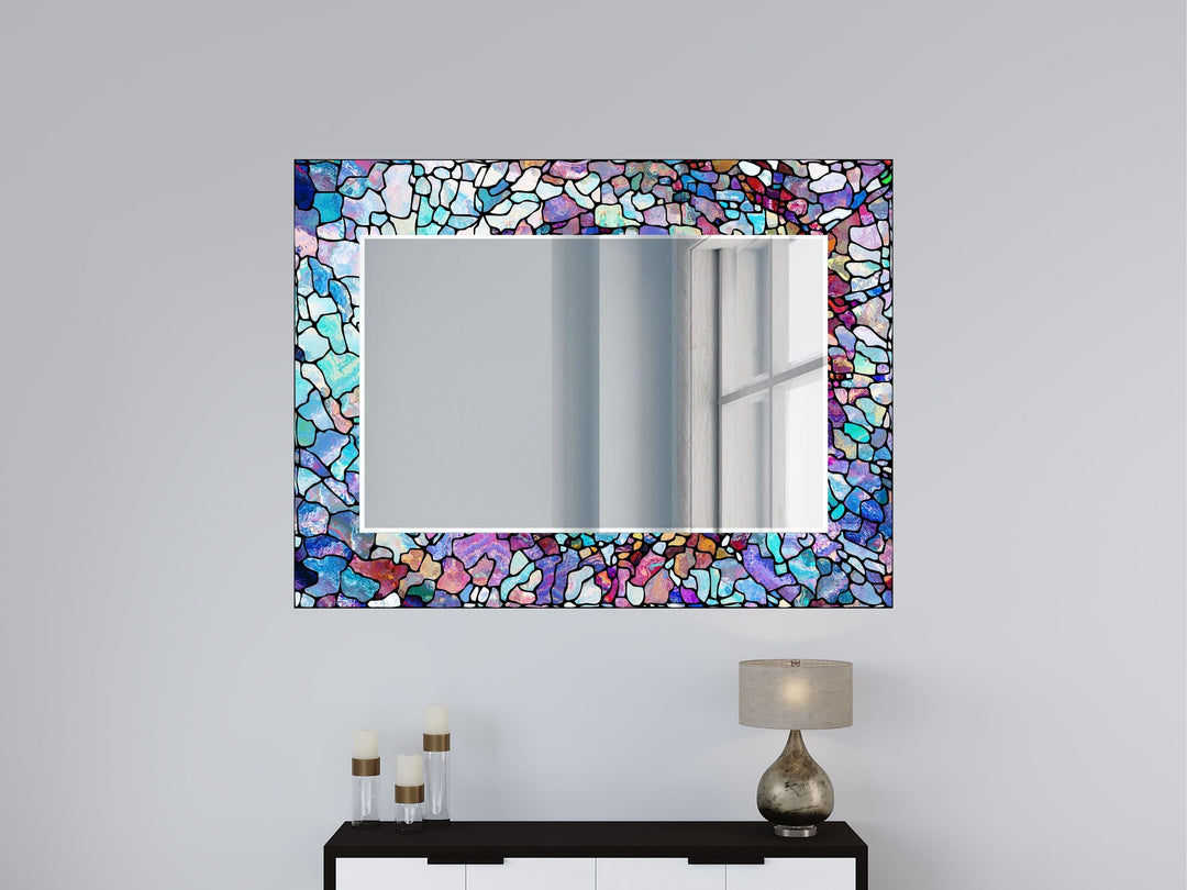 Abstract Stained Glass Pattern Wall Mirror-Home Office Wall Decoration