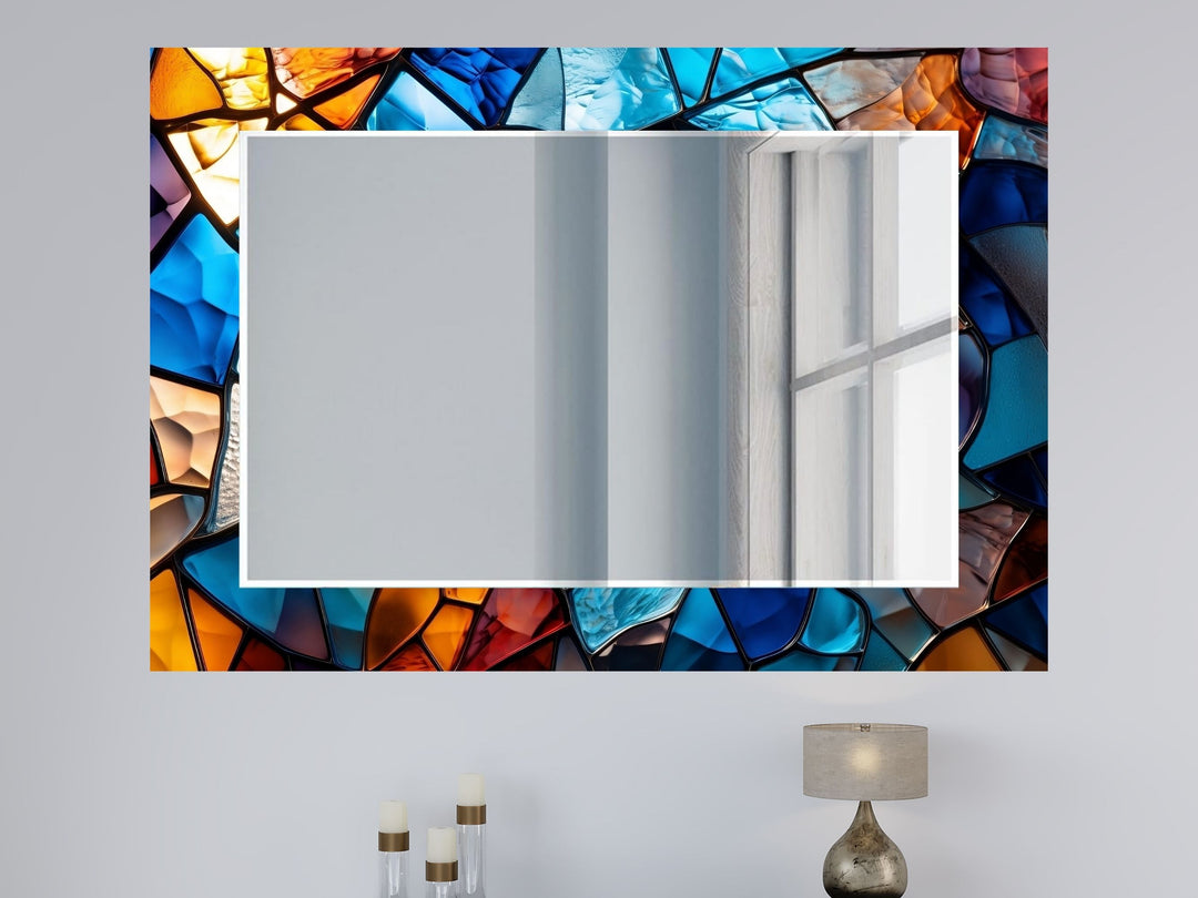 Abstract Stained Glass Pattern Wall Mirror-Home Office Wall Decoration