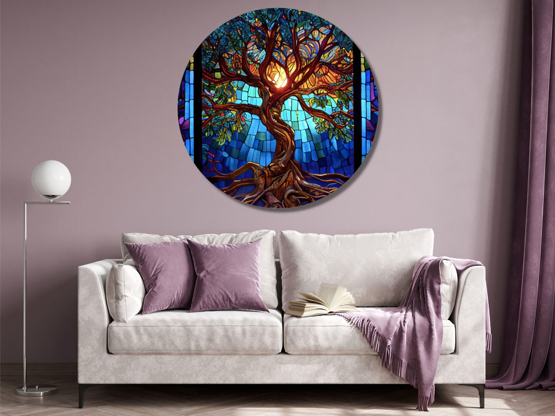 Stained Glass Wall Art Tree of Life Window-Wall Painting Decor Panel