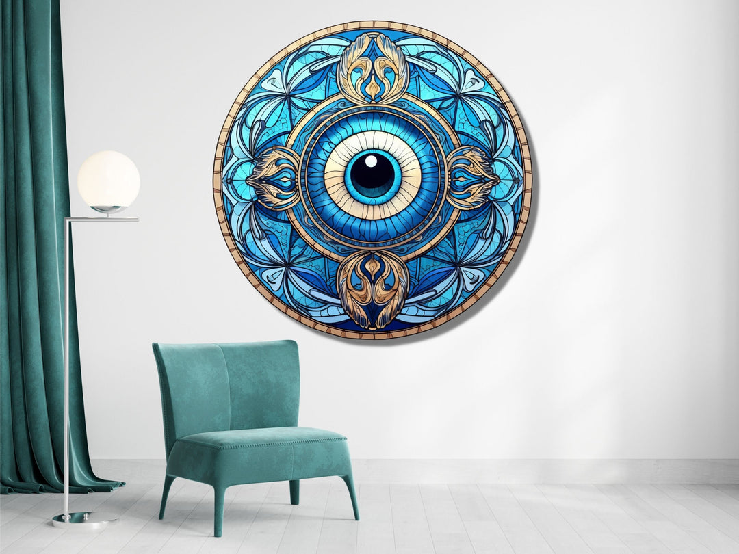 Round Evil Eye Glass Printing Wall Art-Home Office Wall Painting Decor