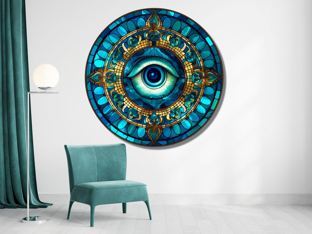 Round Evil Eye Glass Printing Wall Art-Home Office Wall Painting Decor