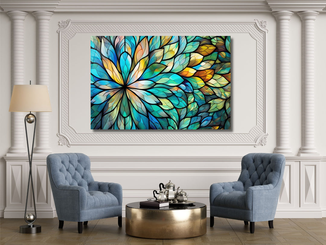 Stained Glass Floral Pattern Wall Art-Home Office Wall Painting Decor