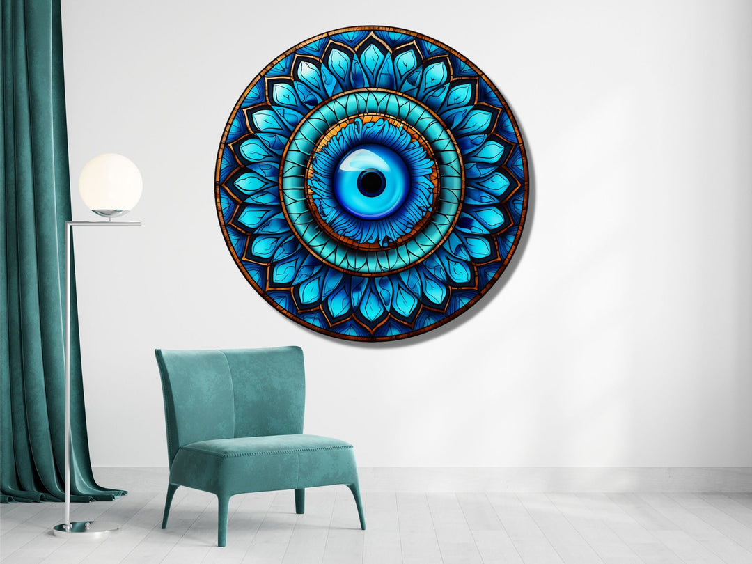 Round Evil Eye Glass Printing Wall Art-Home Office Wall Painting Decor