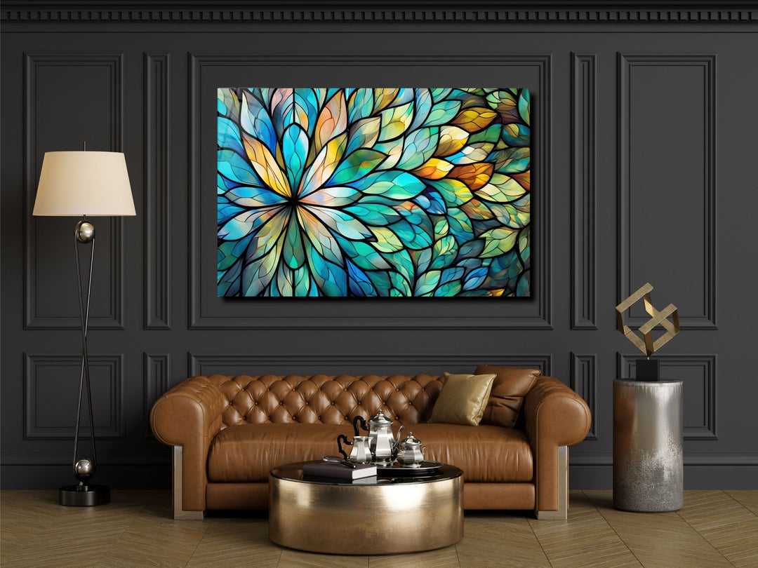 Stained Glass Floral Pattern Wall Art-Home Office Wall Painting Decor