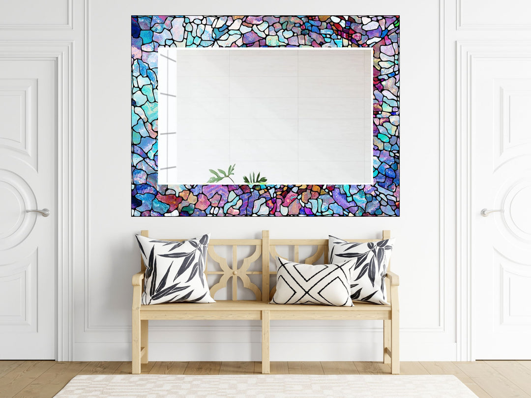 Abstract Stained Glass Pattern Wall Mirror-Home Office Wall Decoration