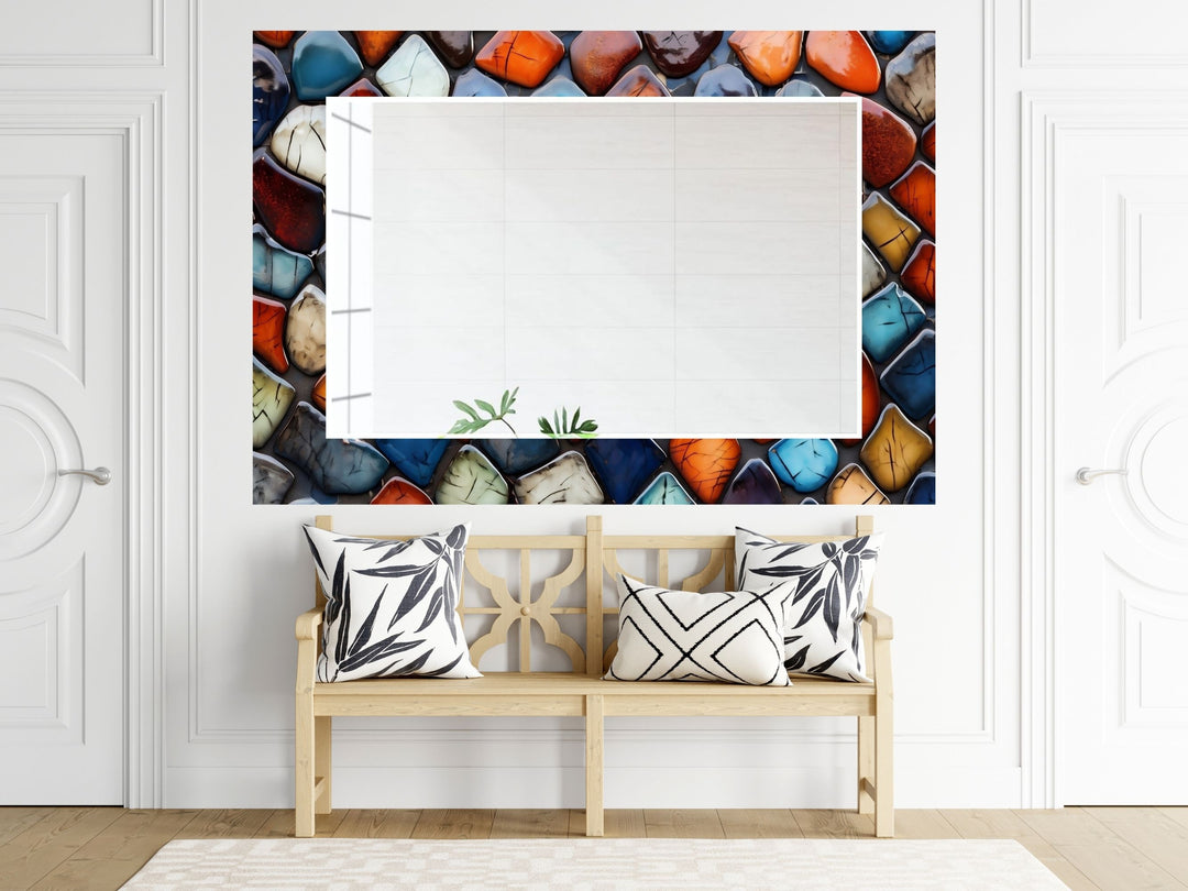 Abstract Colorful Stone Design Wall Mirror Decoration