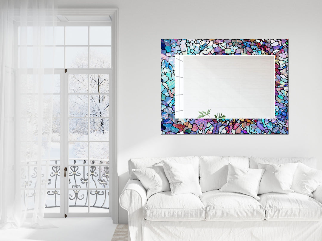 Abstract Stained Glass Pattern Wall Mirror-Home Office Wall Decoration