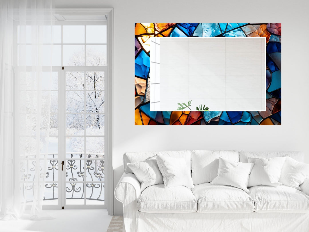 Abstract Stained Glass Pattern Wall Mirror-Home Office Wall Decoration