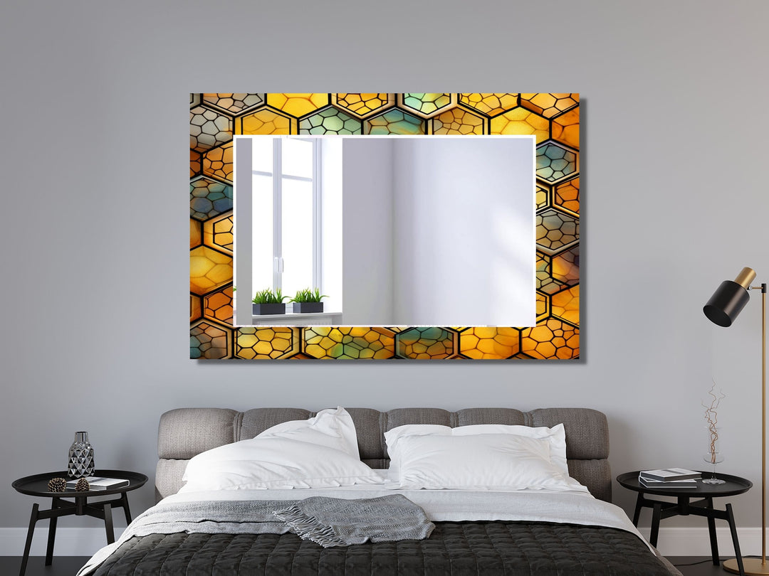 Abstract Stained Glass Pattern Wall Mirror-Home Office Wall Decoration