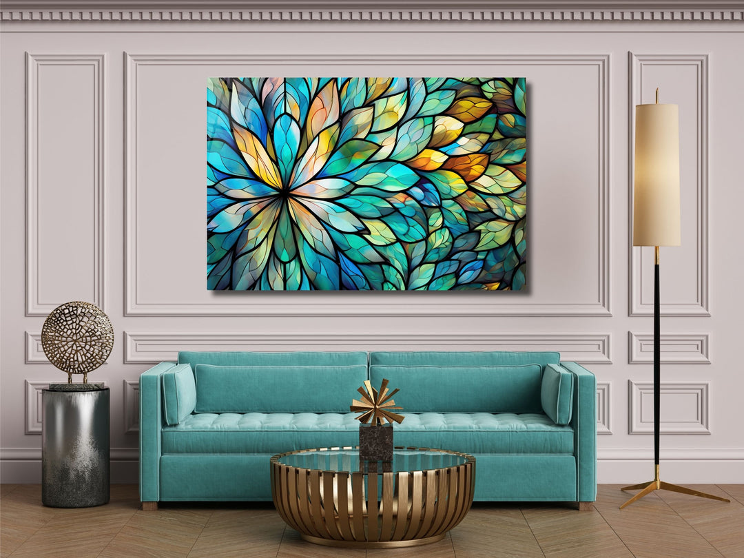 Stained Glass Floral Pattern Wall Art-Home Office Wall Painting Decor