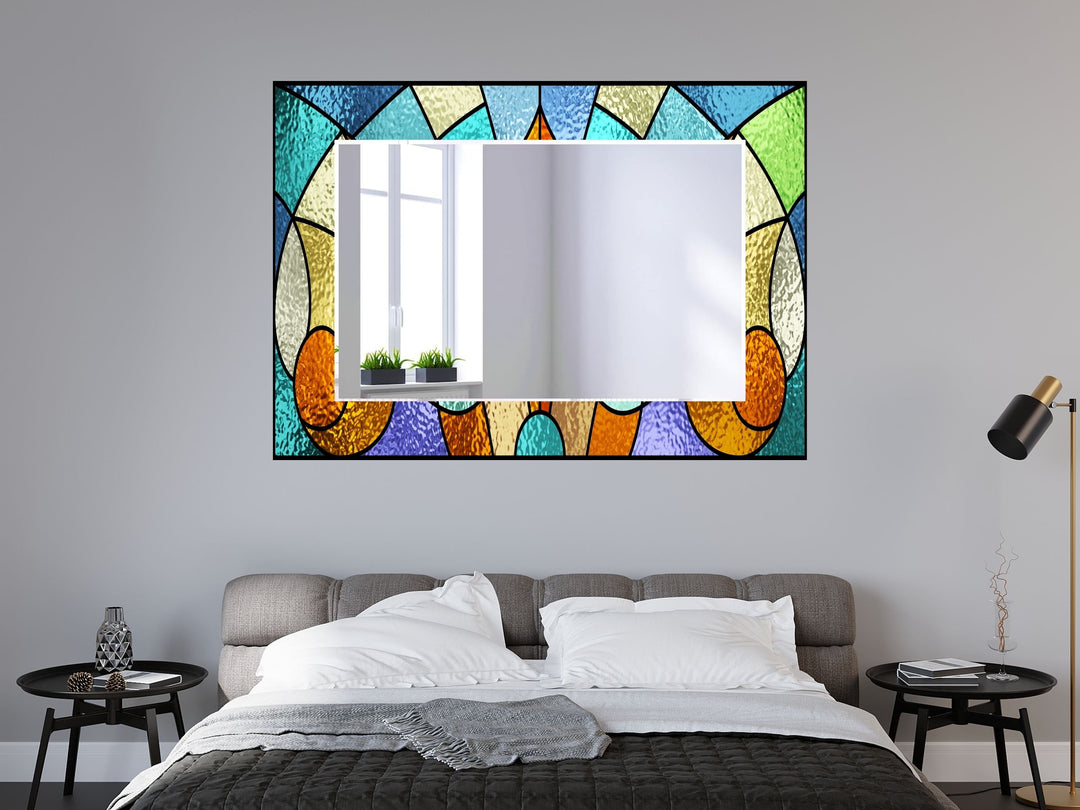 Abstract Stained Glass Pattern Wall Mirror-Home Office Wall Decoration