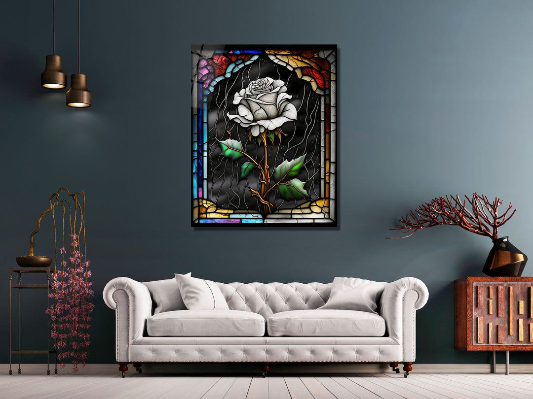 Stained Glass Rose Pattern Wall Art Window-Wall Painting Decor