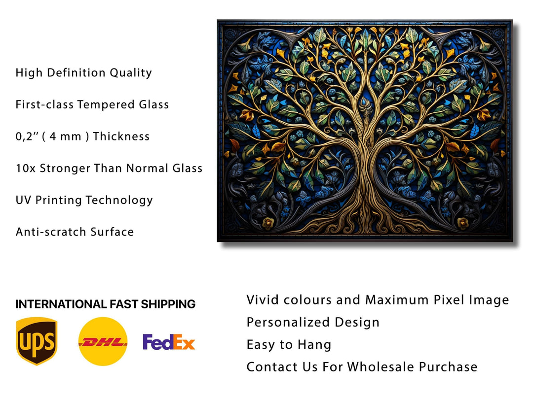 Stained Glass Wall Art Tree of Life Window-Wall Painting Decor