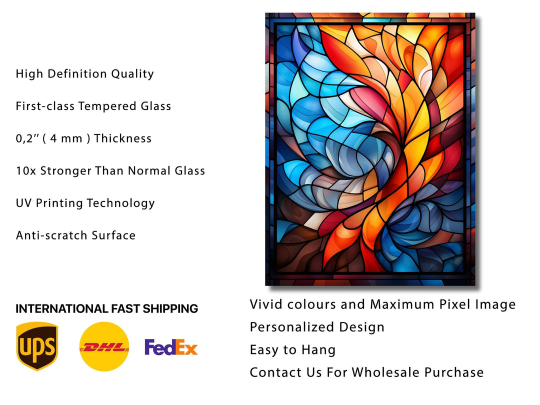 Abstract Stained Glass Pattern Wall Art-Home Office Wall Painting Decor Panel