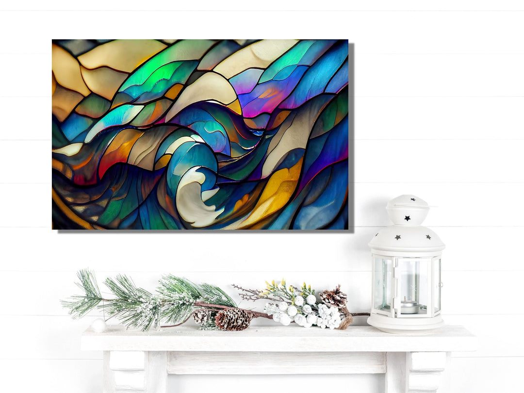 Abstract Glass Printing Wall Art-Home Office Glass Wall Painting Decor