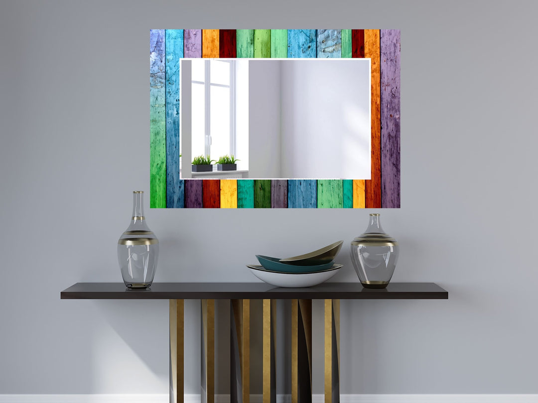 Abstract Stained Glass Pattern Wall Mirror-Home Office Wall Decoration