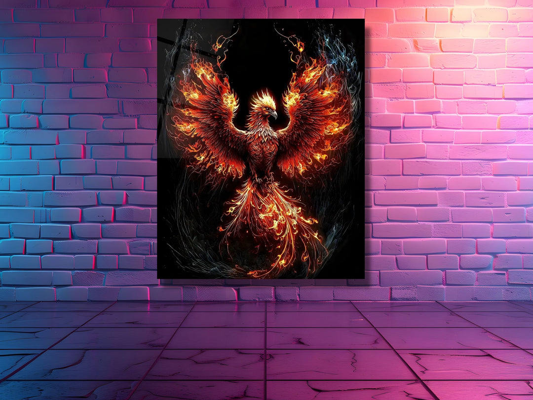 Phoenix Tempered Glass Wall Art Decor-Home&Office Glass Printing Wall Painting