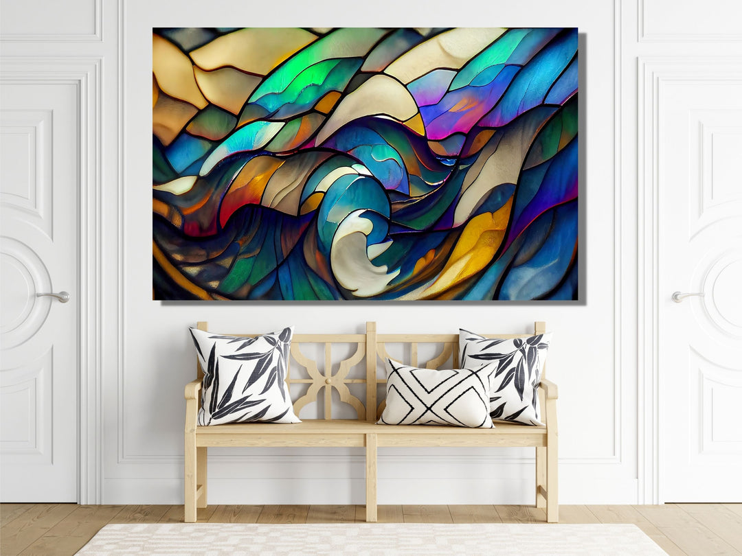 Abstract Glass Printing Wall Art-Home Office Glass Wall Painting Decor