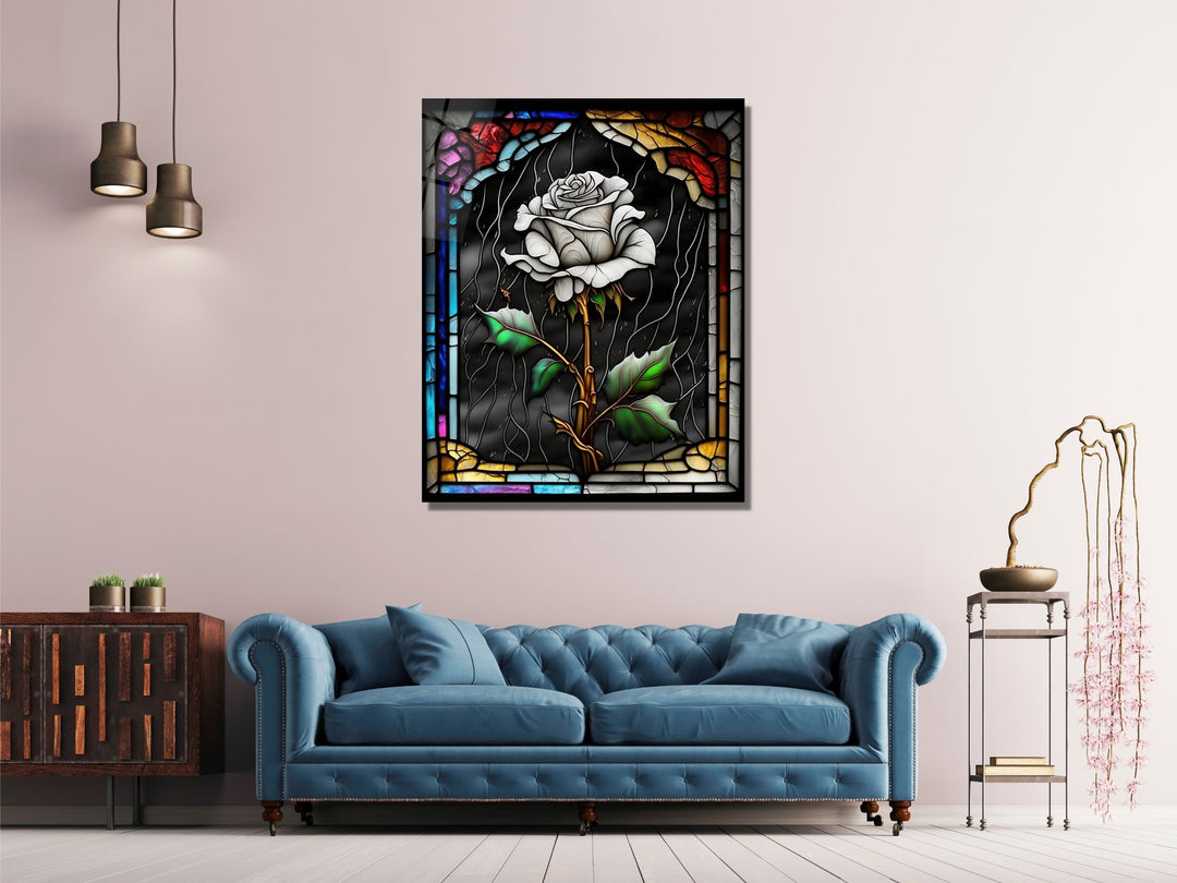 Stained Glass Rose Pattern Wall Art Window-Wall Painting Decor