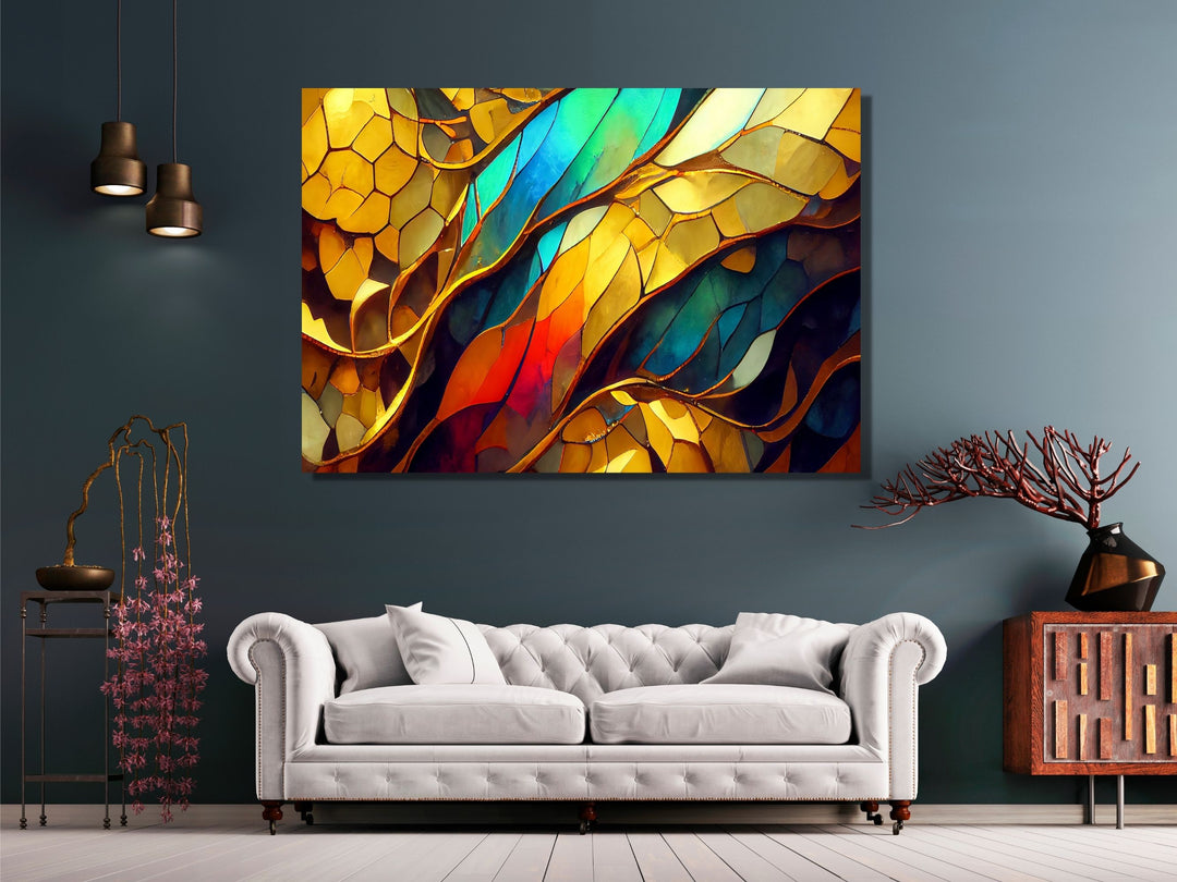 Abstract Stained Glass Pattern Wall Art-Home Office Wall Painting Decor Panel