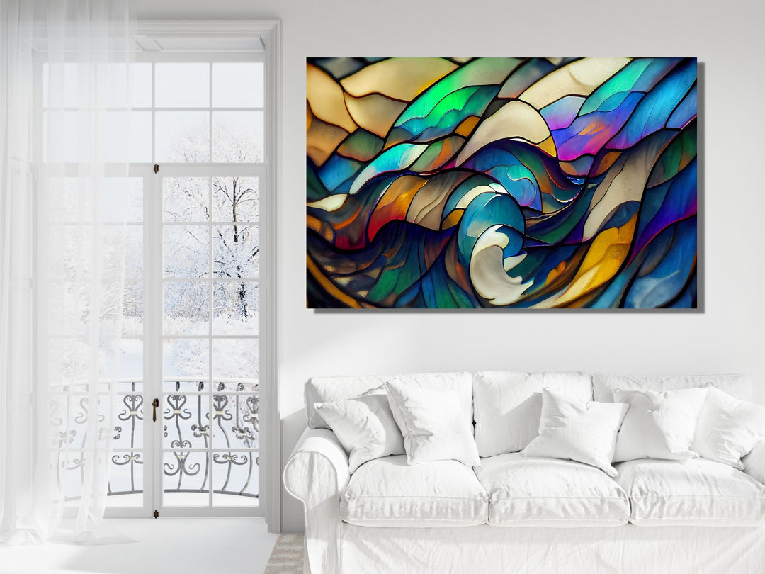 Abstract Glass Printing Wall Art-Home Office Glass Wall Painting Decor