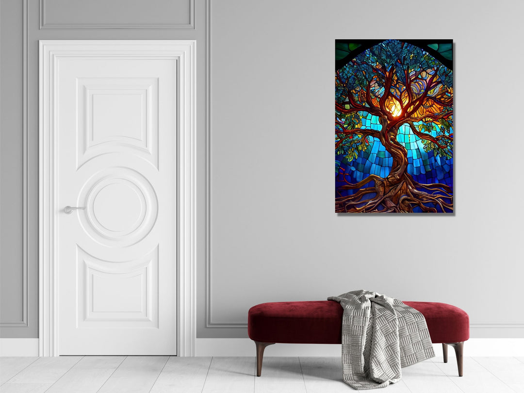 Stained Glass Wall Art Tree of Life Window-Wall Painting Decor