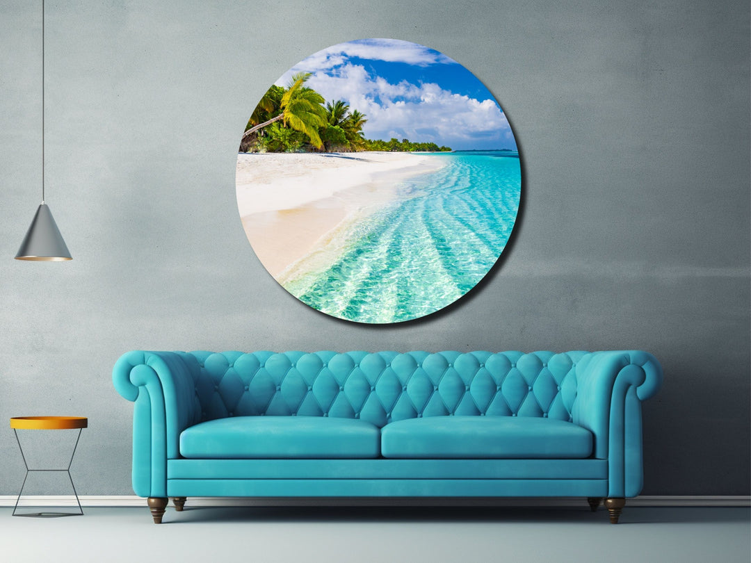 Blue Tropical Ocean Beach Wall Art Decor-Home&Office Glass Printing Wall Painting